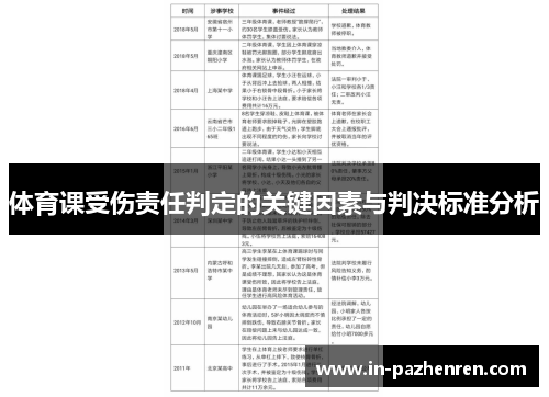 体育课受伤责任判定的关键因素与判决标准分析