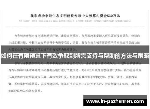 如何在有限预算下有效争取到所需支持与帮助的方法与策略